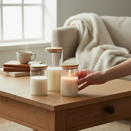 مرطبان زجاج لصب الشمع