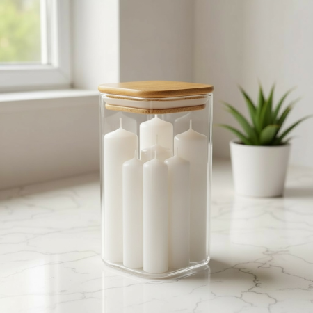 مرطبان زجاج مربع لصب الشمع -2