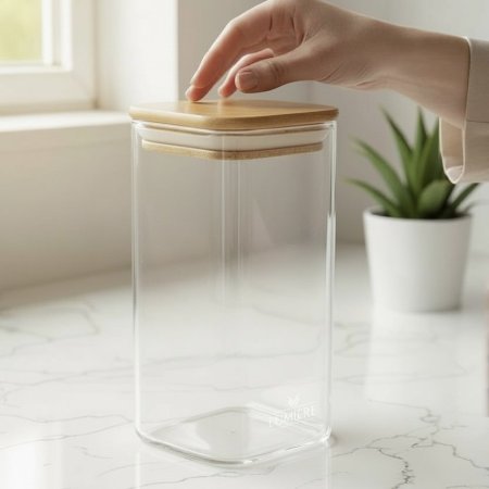 مرطبان زجاج مربع لصب الشمع -3