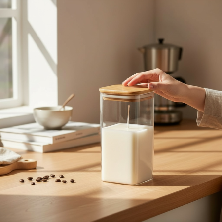 مرطبان زجاج مربع لصب الشمع -5