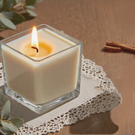 كاس زجاج شفاف مربع للشمع -9