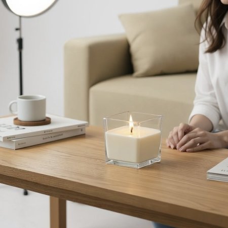 كاس زجاج شفاف مربع للشمع-10