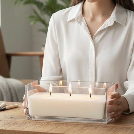 كاس زجاج شفاف مربع للشمع-11