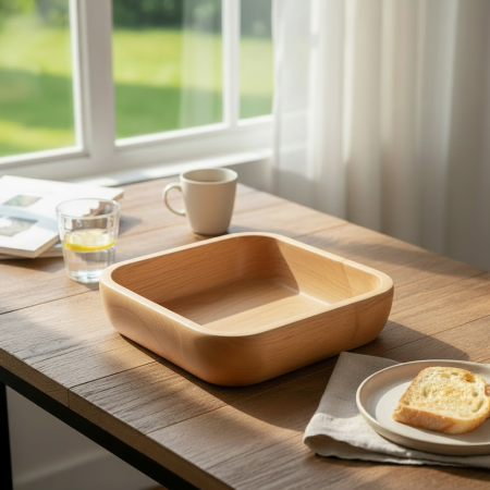 وعاء خشب مربع -11