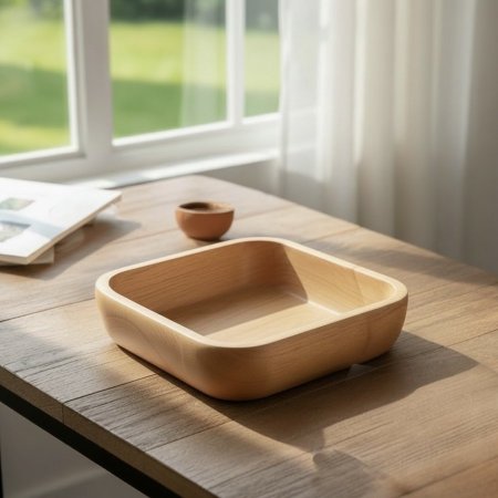 وعاء خشب مربع -12