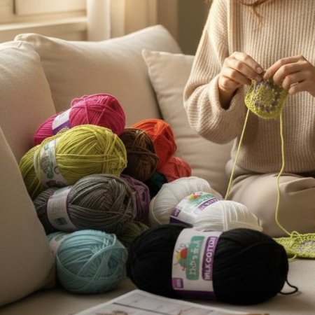 صوف ابرة وخيط Acrylic / Milk cotton