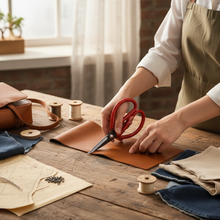 مقص قماش حديد صيني احمر