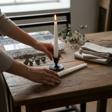 شمع ابيض طويل-دزينة12 قطعة